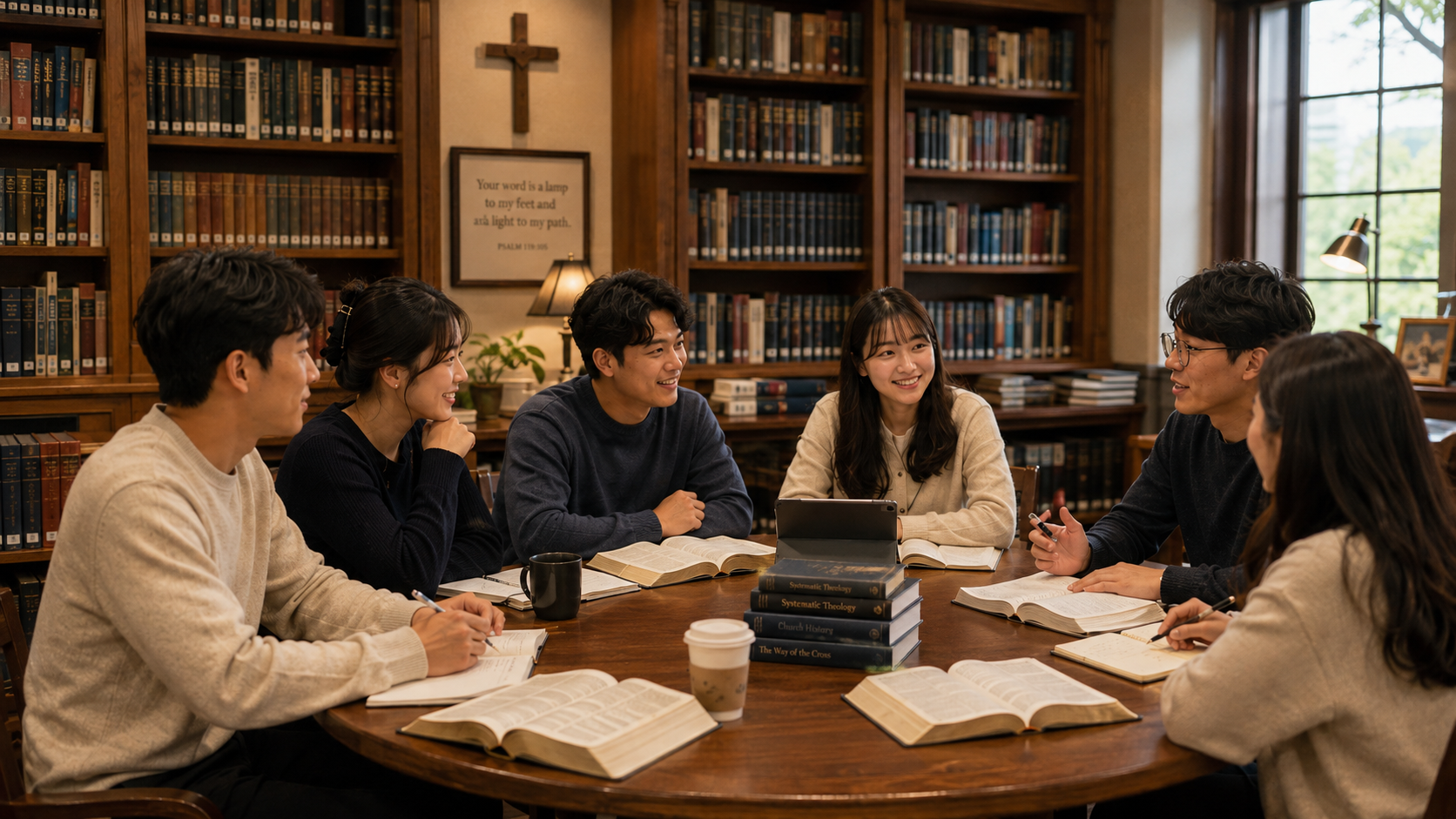 図書室で学ぶ学生たち